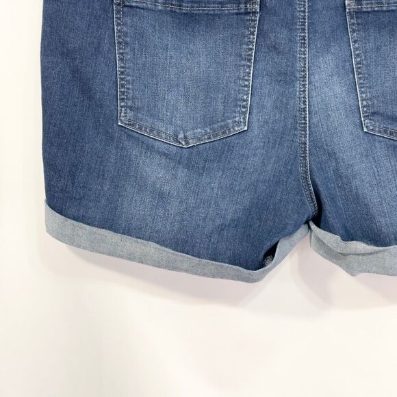 So Plus Size 20 Denim Shorts Midi Mid Rise Cuffed Stretch Blue Denim 1499 - Picture 10 of 12